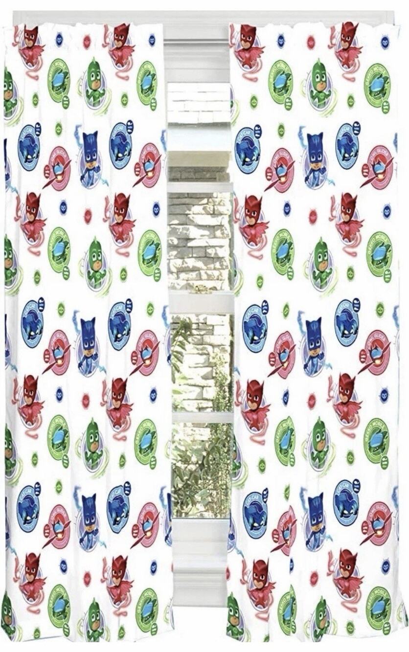 PJ Masks Microfiber Window Curtains 82x63in Cartoon Panels Kids Room